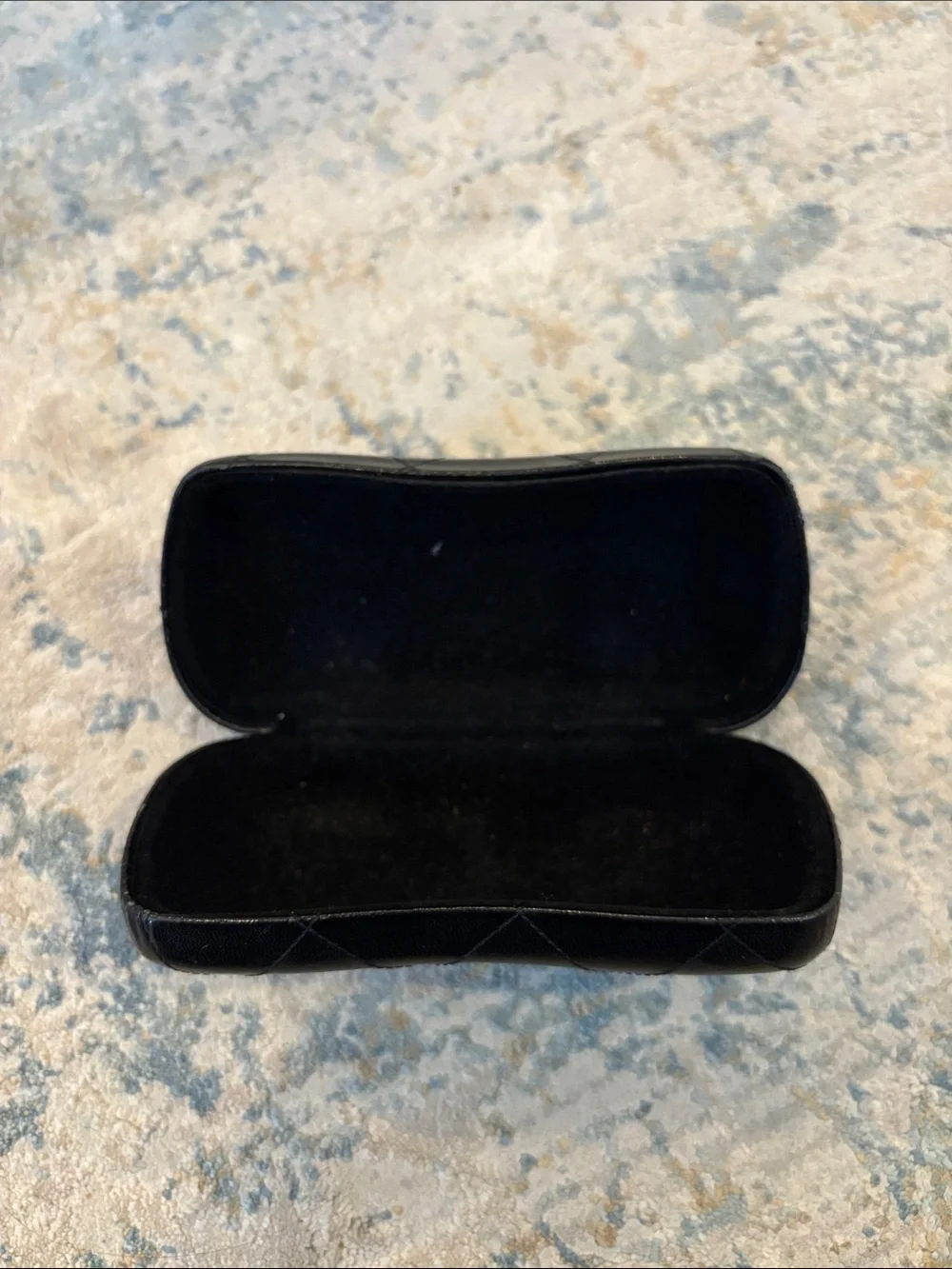 CHANEL Black Quilted Sunglasses Case with Silver CC Logo